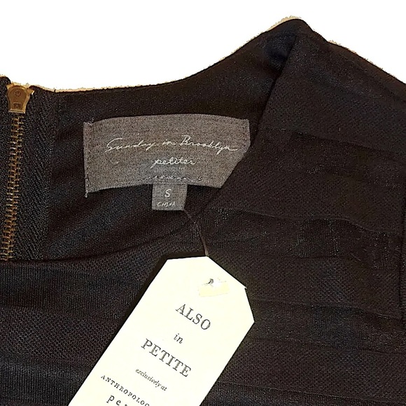 🌺SOLD ON BAY🌺 Anthropologie Stripe Mesh Tee Small 2 4 Black Lined Short Sleeves - Picture 9 of 13